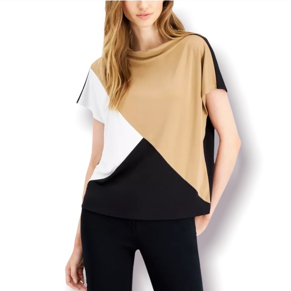 🌸New🌸 Alfani Women’s Cap Sleeve Collarless Top Sz XXL NWT - Picture 1 of 8